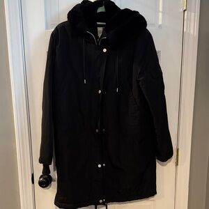 GAP Black Fleece-Lined Hooded Jacket